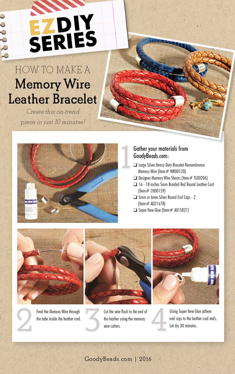 DIY Bracelet Key Chains with Leather and Memory Wire