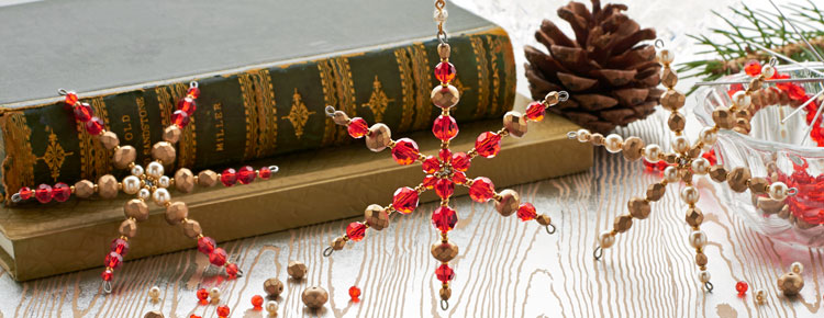 GoodyBeads | Blog: Red Matte Gold Beaded Snowflake Ornament
