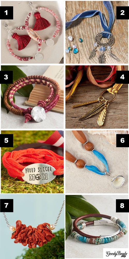 GoodyBeads | Blog: The use of silk ribbon, fiber cord and vergata ribbon in jewelry.