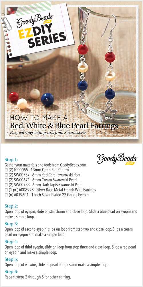 GoodyBeads - Red White & Blue Pearl Earrings