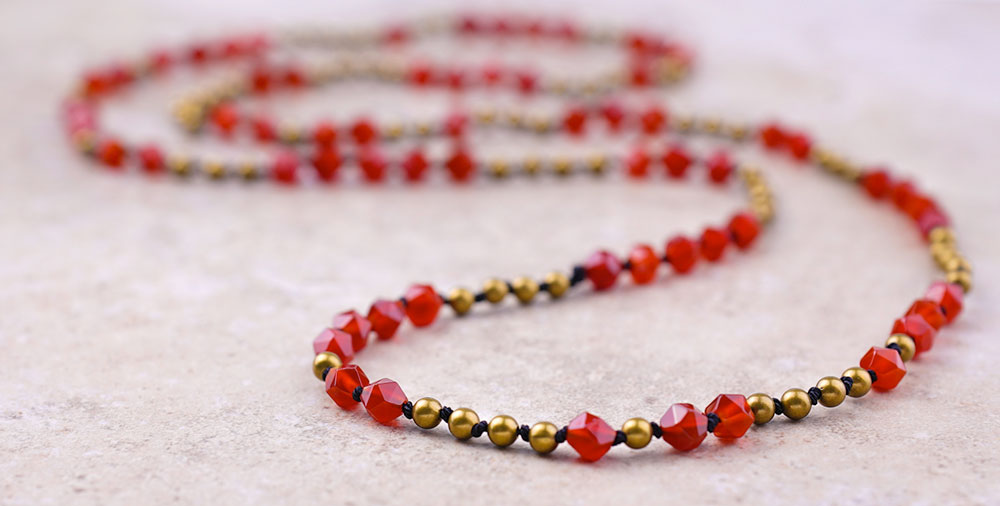 GoodyBeads DIY tutorial Knotted Necklace with Dakota Stones Star Cut Carnelian Gemstones