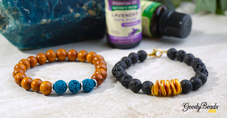 BlueRica Oil Diffuser Lava Rock Beads Stretch Bracelet with Purple Amethyst Gemstone Beads 