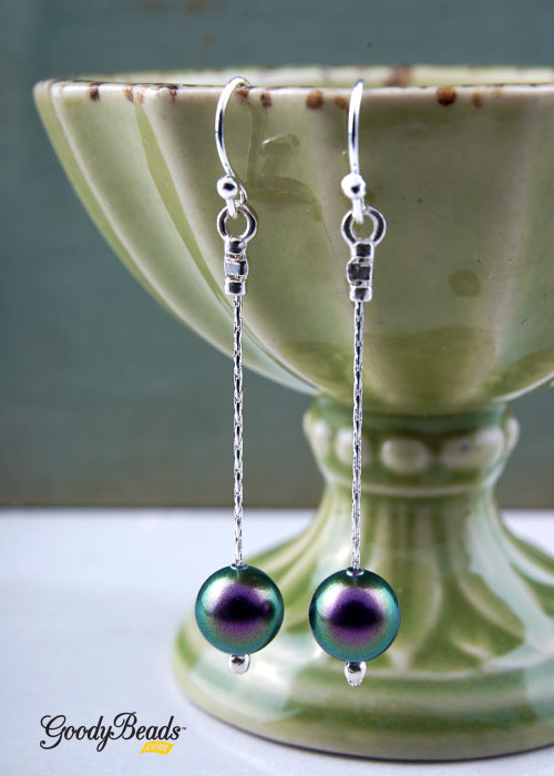 GoodyBeads Blog: Beading Chain Drop Earrings with Swarovski Pearls - Tutorial