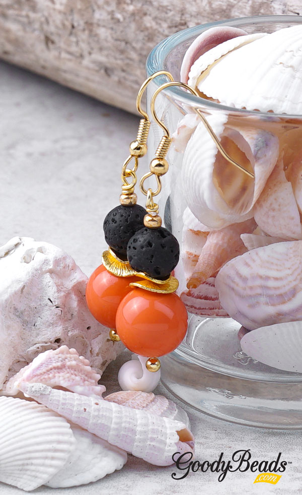 GoodyBeads Blog- Pantone Living Coral - Swarovski Pearls and Lava Beads