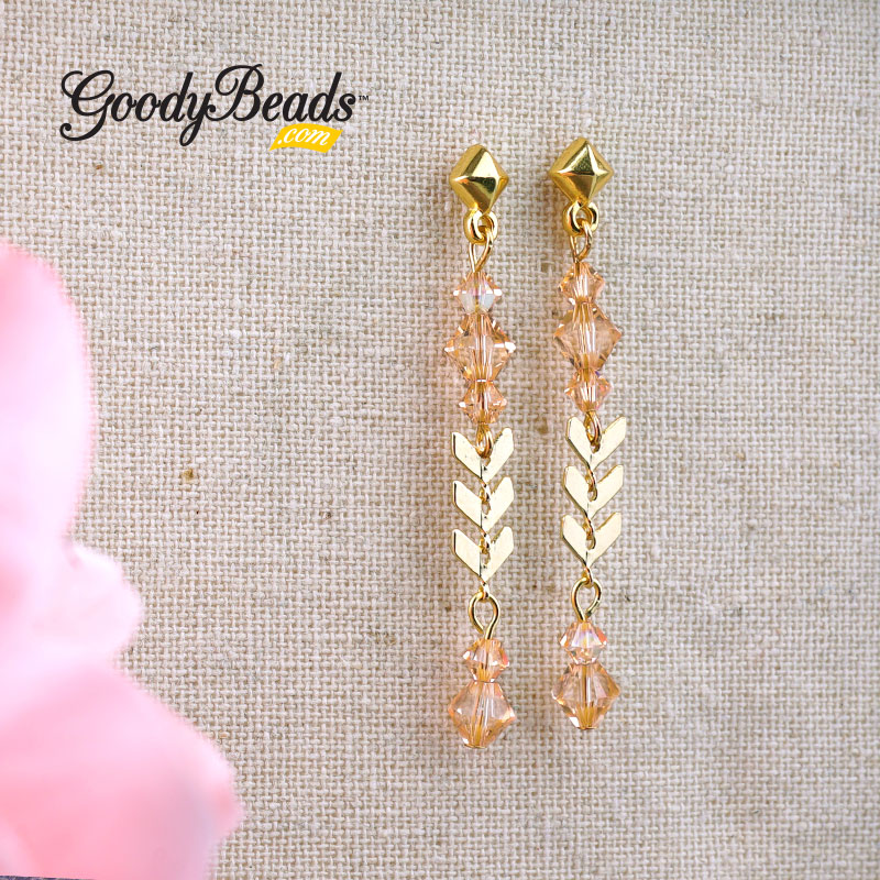 GoodyBeads Blog - FREE Tutorial - DIY chevron drop earrings with Swarovski Crystals.