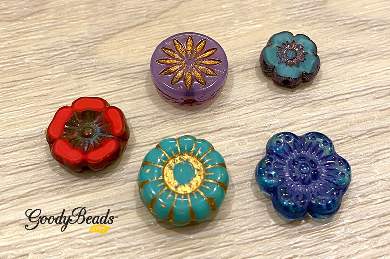 GoodyBeads Blog | Raven's Journey Flower Czech Glass Beads