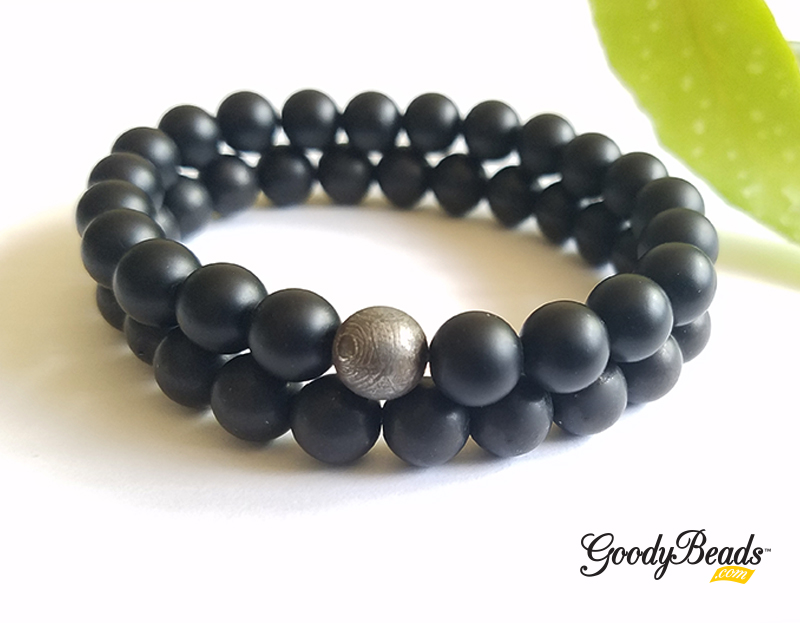 GoodyBeads Blog | Shungite and Meteorite Gemstone Stretch Bracelet, FREE tutorial.