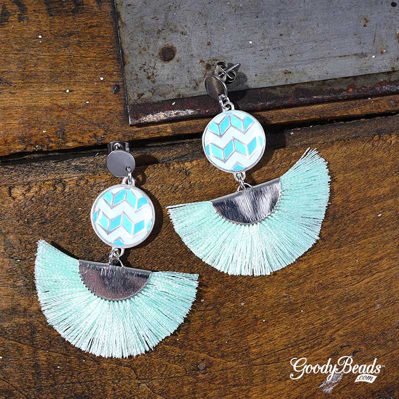 GoodyBeads Blog | DIY Blue ZigZag Tassel Post Earrings