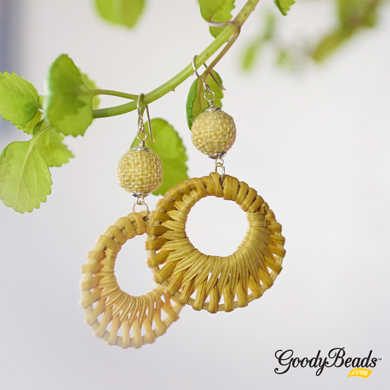 GoodyBeads Blog | DIY Rattan Straw Sandy Wave Earrings - FREE tutorial