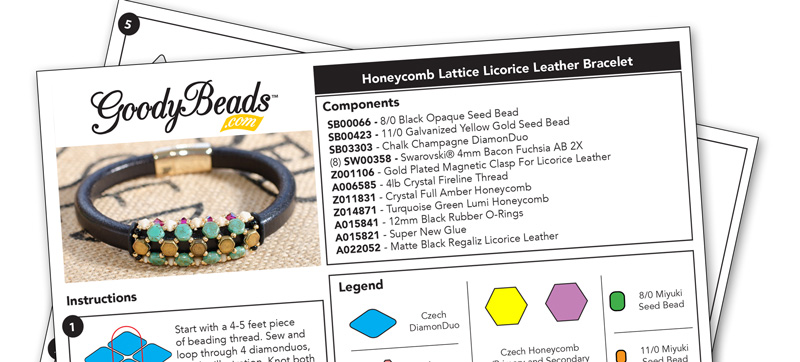 GoodyBeads Blog | Honeycomb Lattice Licorice Leather Bracelet - FREE Pattern Tutorial