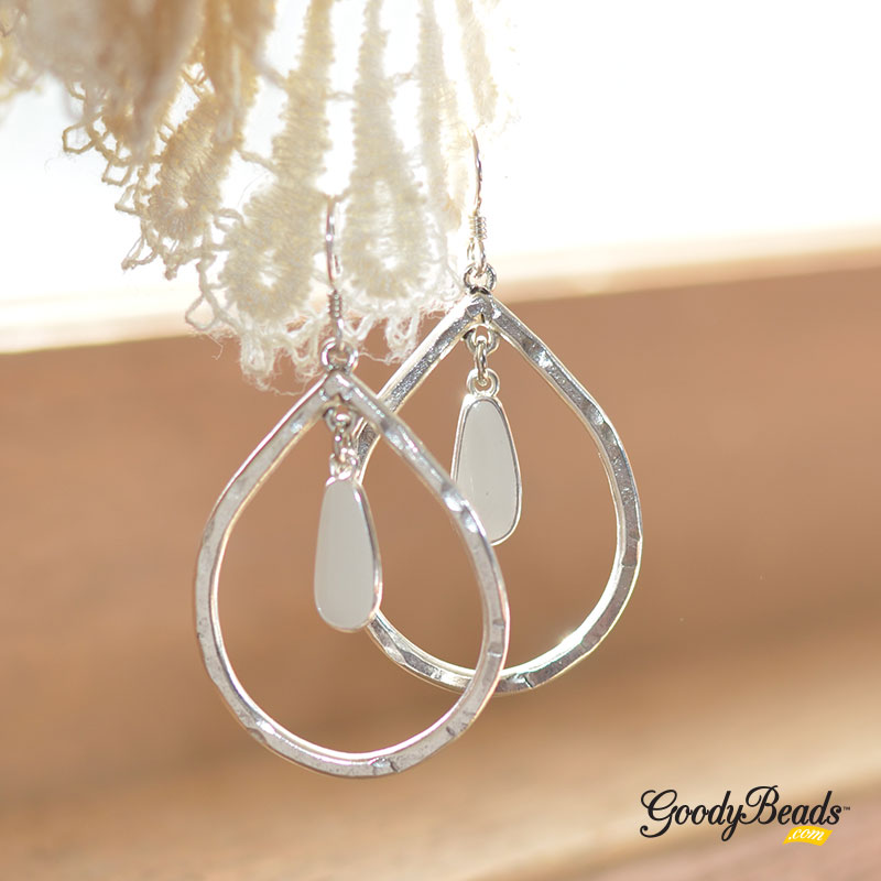 GoodyBeads Blog | DIY White Enamel Teardrop Earrings FREE Tutorial