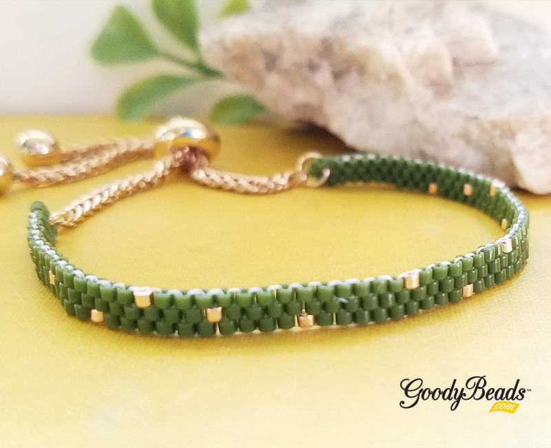 DIY Delicate Delica Seed Bead Adjustable Bracelet