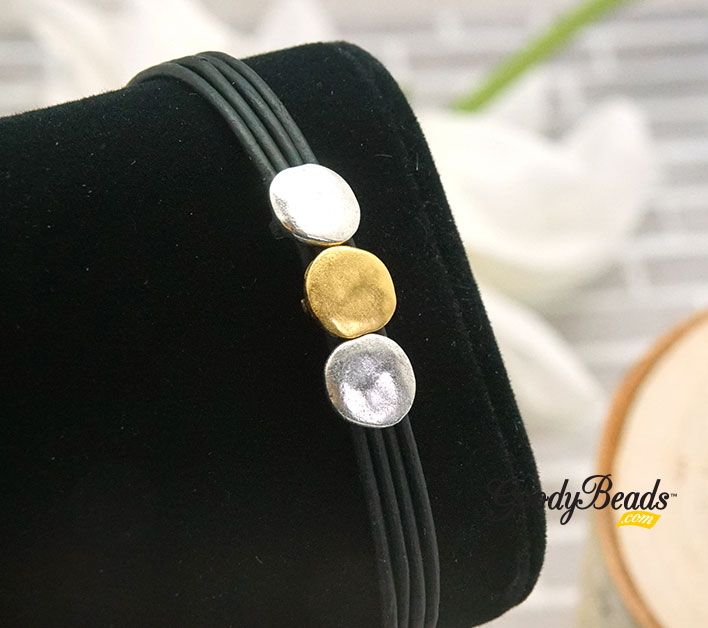 GoodyBeads.com Blog | DIY Mixed Moons Leather Bracelet with Adjustable Sliding Clasp FREE Tutorial