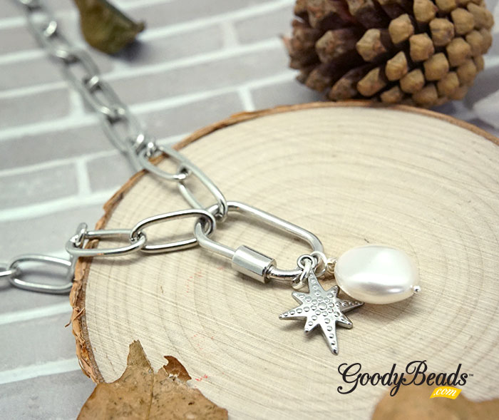 GoodyBeads.com Blog | DIY Carabiner Lariat Necklace with Swarovski® Baroque Pearl FREE Tutorial