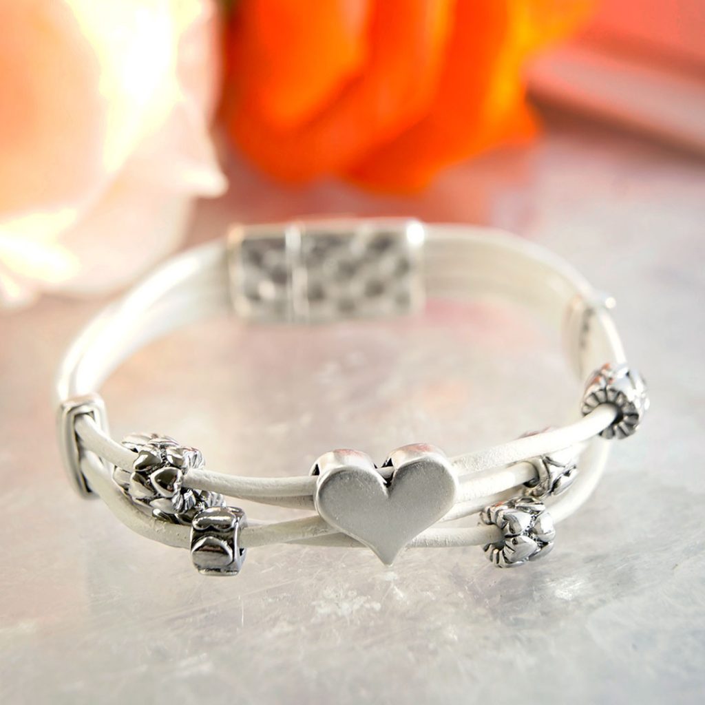 GoodyBeads.com Blog | DIY White Valentine's Heart Bracelet with Leather FREE Tutorial