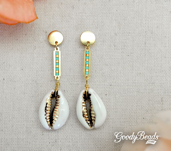 GoodyBeads.com Blog | DIY White Cowrie Shell Earrings FREE Tutorial